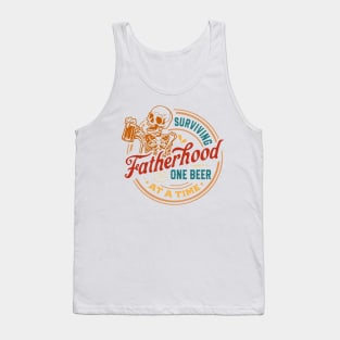 Retro Surviving Fatherhood One Beer At A Time, Father's Day, Funny Dad Tank Top